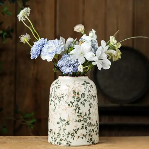 

Зеленая винтажная ваза, цветочные вазы в стиле шинуазри, ретро-вазы из керамики с эффектом кракле для домашнего декора, гостиной, книжной полки, офиса