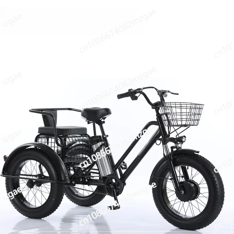 20 inch fat tire pedal assist electric tricycle coarse tire snow lithium battery three-wheeled self-propelled battery car