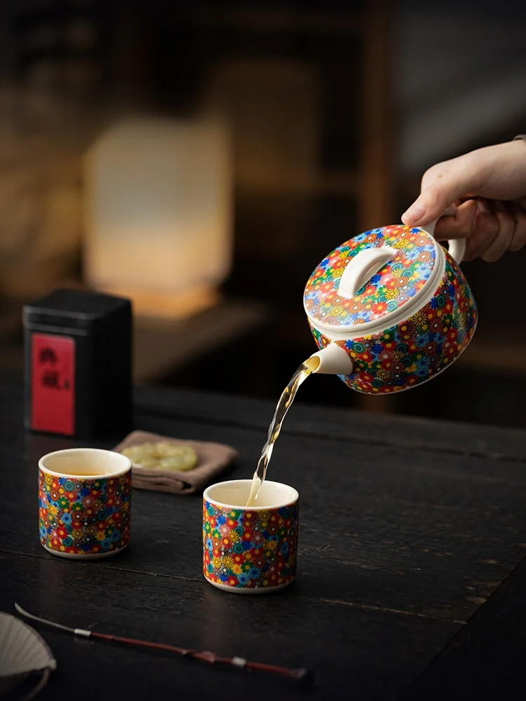Lutian Handmade Ceramic Tea Set High Aesthetic Value Han Tiles Tea Pot And Cup for Brewing Chinese Gongfu Tea Traditional Six...