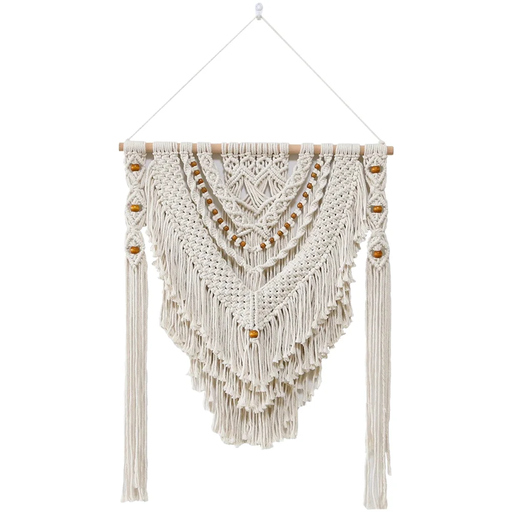Bohemian Cotton Wall Hanging Featuring Artisanal Weaving and Neutral Tone Design for Living Room Interior Styling