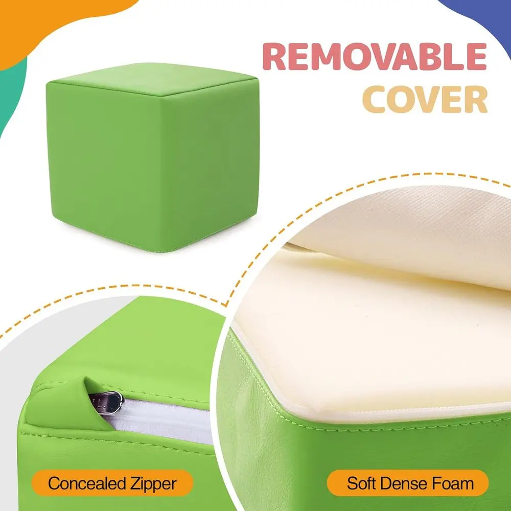 12피스 PU 가죽 컬러풀 폼 블록 - 유아용 빌딩 장난감 - 유치원 학습 및 생일 선물용 대형 쌓기 블록