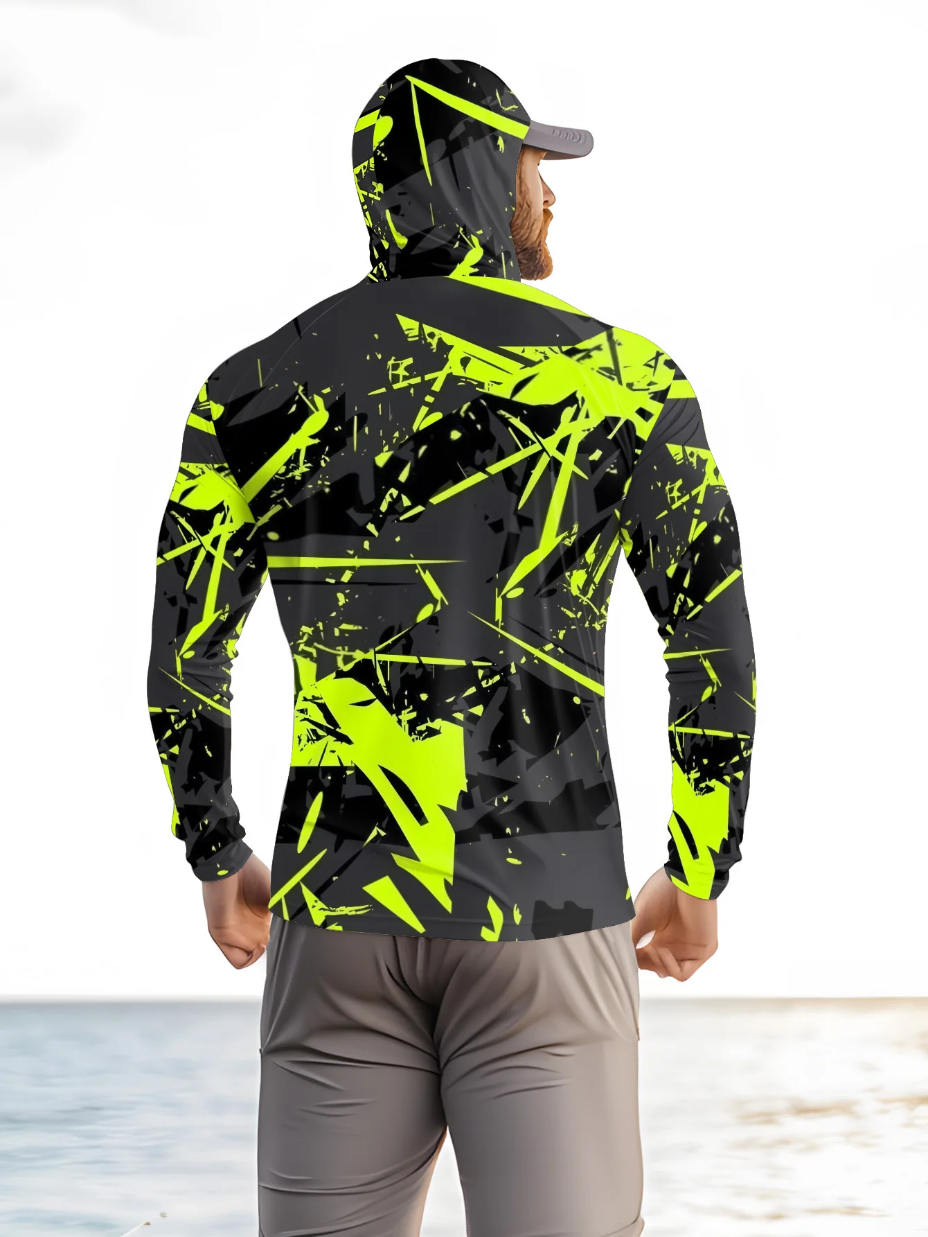 Fishing Shirts Men Sun Protection Hoodie Mask All-in-one Fishing Clothing Ropa Pesca Hunting Camping Angling T-shirt image 3