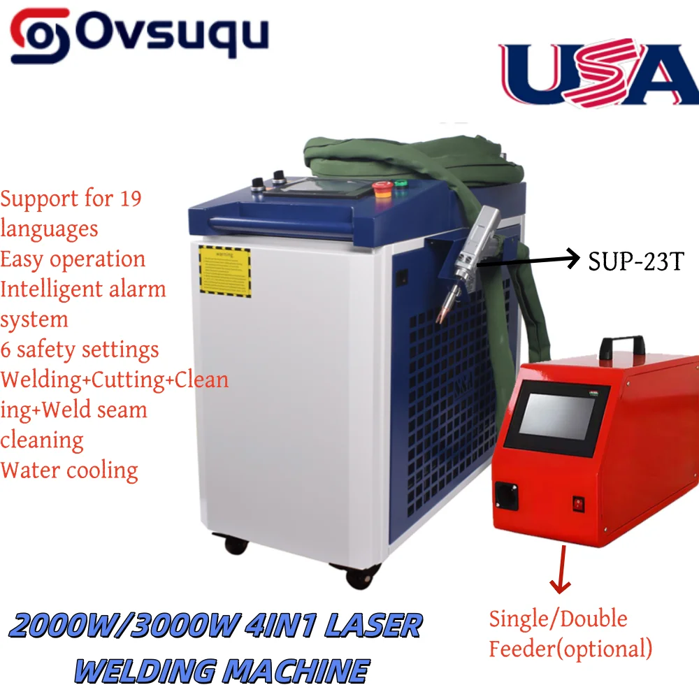 

Raycus 2000W 4in1 220V Handheld SUP 23T Gun Head Fibre Laser Welder 10M Fibre Cable Metal Cutting Clean Cold Water Laser Welder