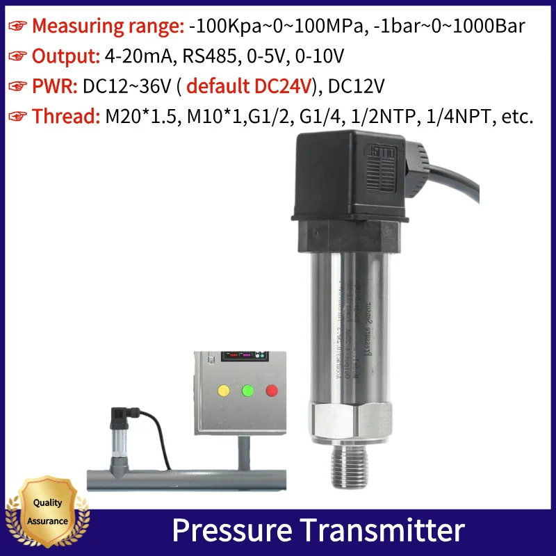 Small Pressure Sensor Transmitter 0-60Mpa 0-10Mpa 0-4Mpa to 0-10V 0-5V RS485 4-20mA Hydraulic Pressure Transmitter