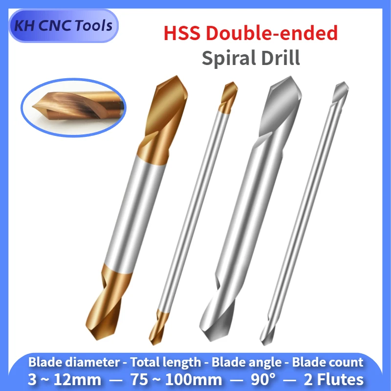 

HSS Double Ended Spiral Torsion Drill Spot Drill HSS Co Cobalt NC Center Bit 90 Degree Location Prepare Guide Pilot Hole 3-12mm