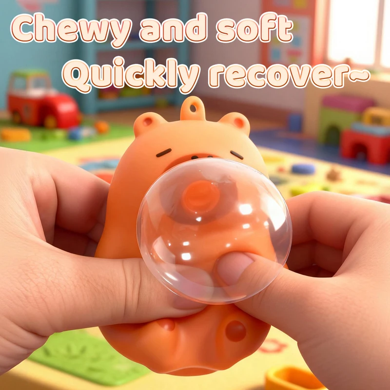Cute Capybara Doll Pinch Pendant Toys Squeeze Spit Bubble Decompression Toy Children's Schoolbag Doll Pendant Decoration Gift