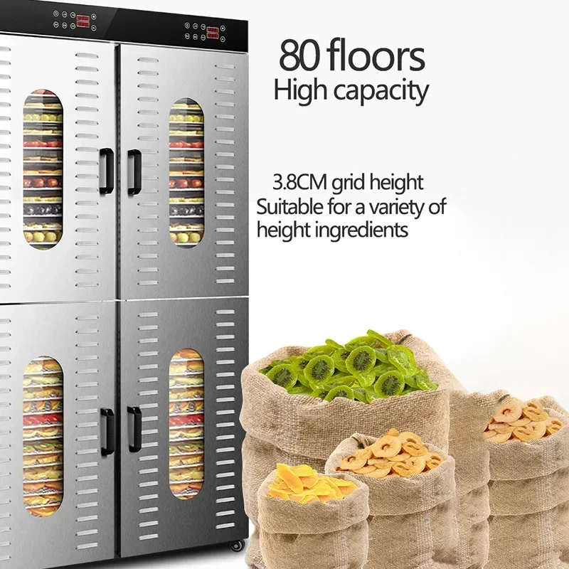 

480L Large Dehydrators Commercial 80 Layer Fruit Dryer Food Lychee Longan Mango Sausage Duck Beef Fish Herbs Mushroom Air Dryer