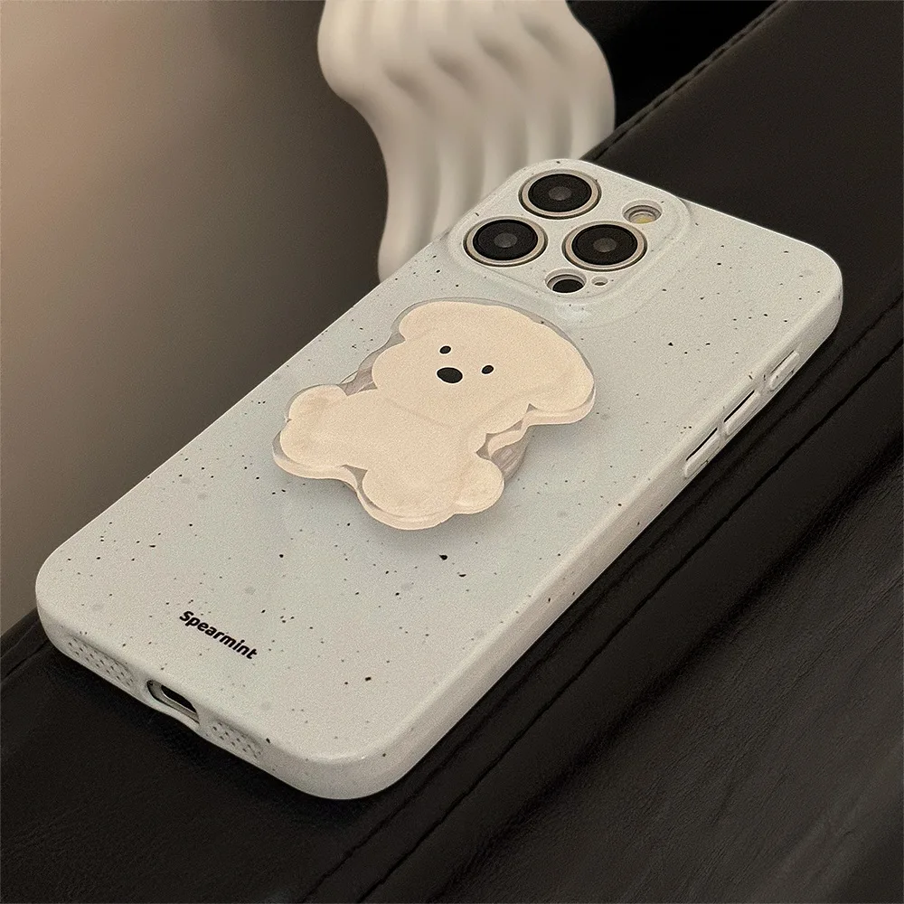 Film blue background ink dot puppy stand Phone Case For iPhone15 14 13 12 11 Pro Max X XR XSMAX  TPU  Cover New Products