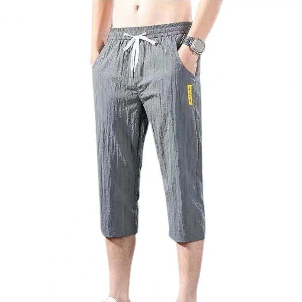 Ice Silk Shorts Summer Breeches Thin Trousers Male Fashion Koera Quick Drying Beach Black Men's Long Shorts