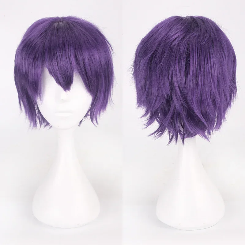 Men\'s Synthetic Short Fluffy Red Silver Gray Light Golden Yellow Green Pink Purple Orange White Universal Cosplay Wig Bangs