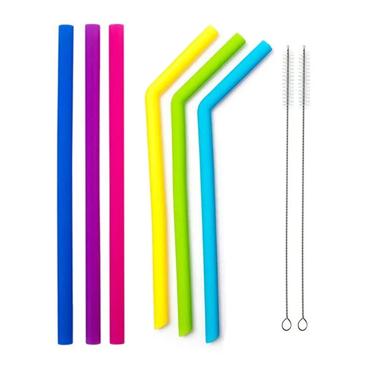 Siliconen Rietjes Herbruikbare Flexibele Rietjes Set Met Cleaning Borstels Bar Party Rietjes