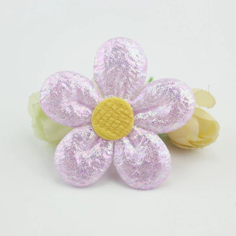25Pcs 5.5cm Handmade Cute Magic Color Flowers Padded Appliques DIY Headwear Hairpin Gifts Crafts Decor Garment Cloth Accessories