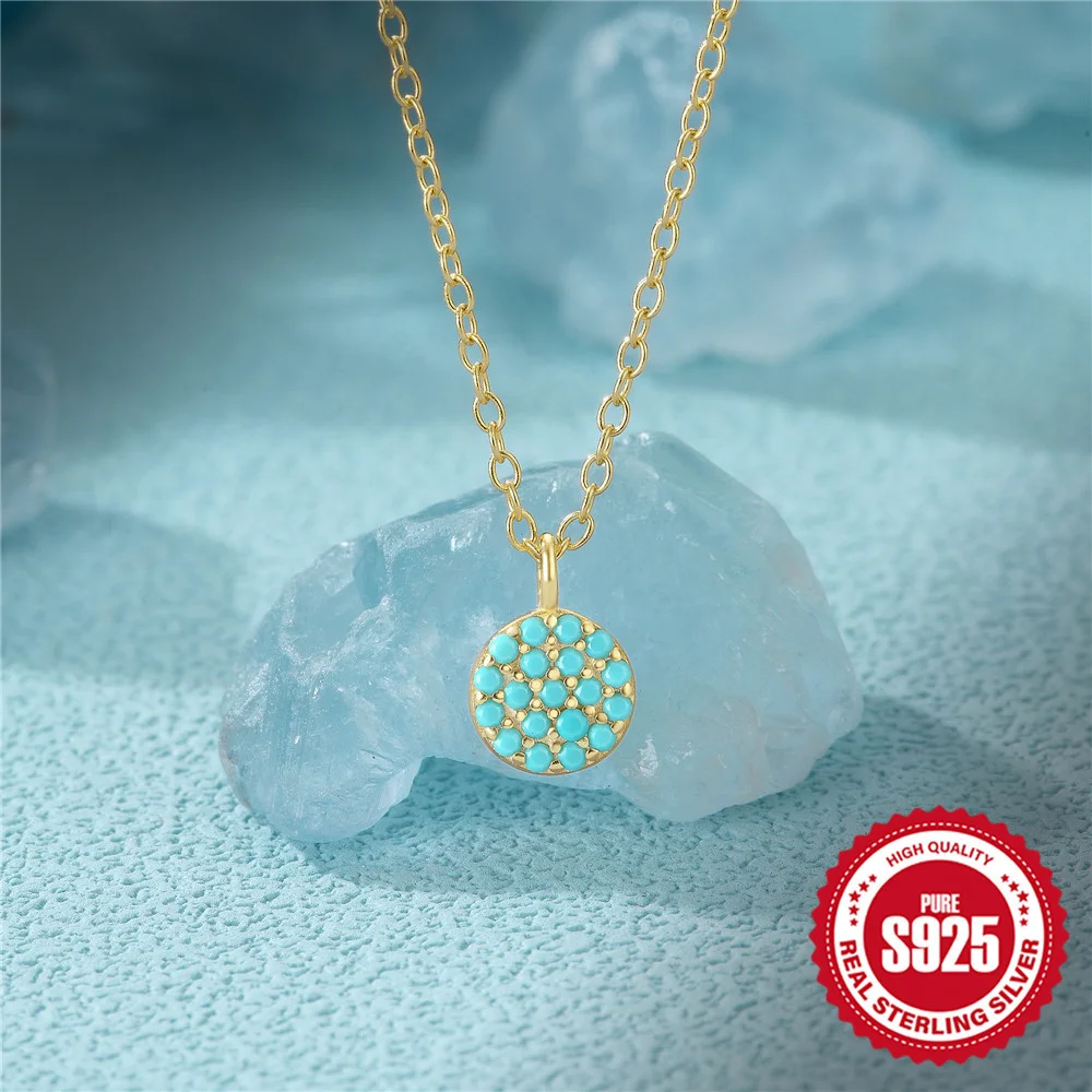 

Euro-American Fashion Niche S925 Sterling Silver Butterfly Double-Heart Turquoise Collar Necklace for Women