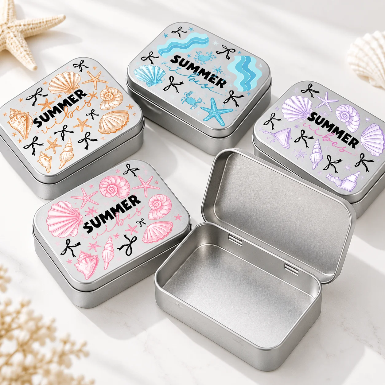 Metal Storage Box Portable Compact Tin Case Small Organizer Container for Earphones Jewelry Cosmetics Accessories Travel Case