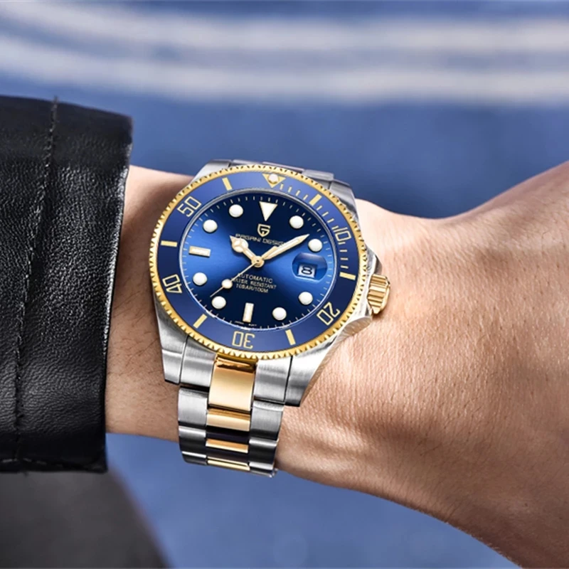 PAGANI DESIGN Luxus Herren Automatikuhren Saphirglas Taucher mechanische Armbanduhr Edelstahl Businessuhr für Herren