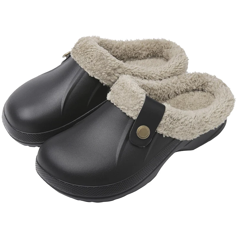 Fashion Men Cotton Slippers Winter Women Men Short Plush Slippers Casual Waterproof Garden Men Shoes New Fur Furry Cotton Shoes