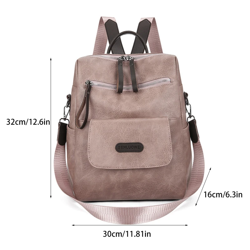 PU Soft Leather Backpack Women Vintage Shoulder Bag Ladies High Capacity Travel Backpack School Bags Fashion Commuter Bag