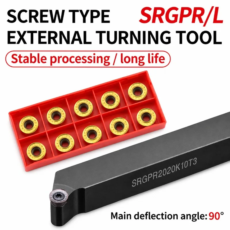 SRGPR SRGPL SRGPR1616H08T2 SRGPR2020K10 SRGPR2525M12 CNC External Turning Tool Holder for RPMT08 RPMT10 RPMT12 Inserts
