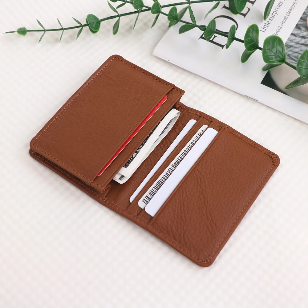 Personalisierter Name, 100% Echtes Rindsleder, Doppelfaltiger Kreditkartenhalter für Herren, Multifunktionales Leder-Visitenkartenetui für Damen – Detail 9