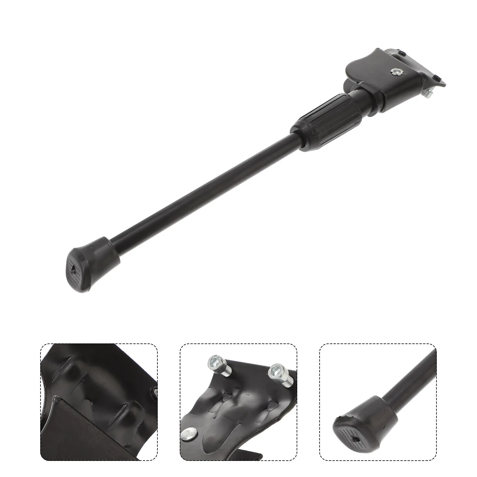 2 Holes Bike Kickstand Single Side Stand Folding Support Rear Mount Black Premium Carbon Steel Non-Slip Waterproof Durable