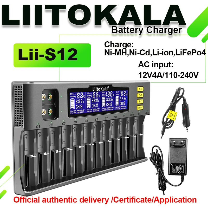 LiitoKala Lii-S8 Lii-S12 Lii-S4 Ładowarka do akumulatorów 18650 26650 18350 21700 26500 4.2V Li-ion