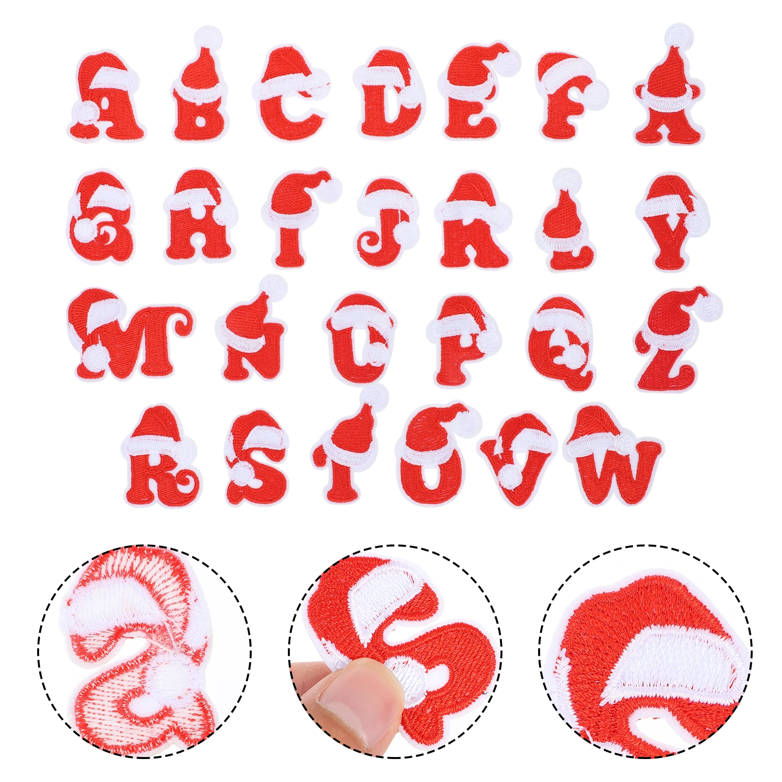 

Christmas Letter Patches Embroidery Polyester Sewing Supplies Appliques Red Decoration Clothing DIY Kids Teens