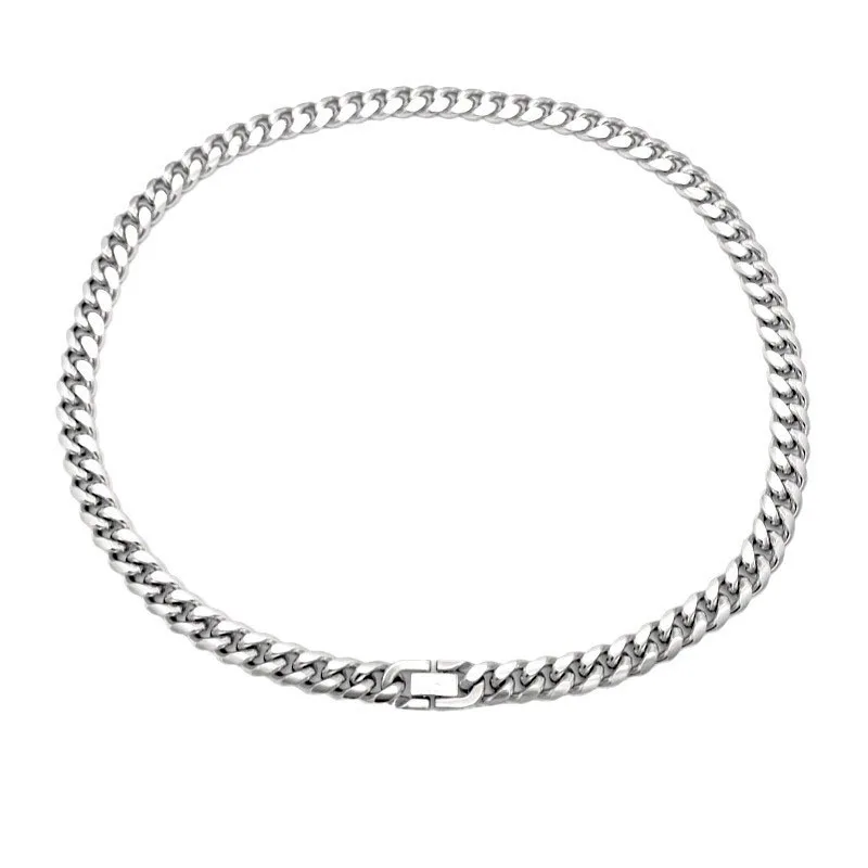 6/8 MM Stainless Steel Cuban Chains Necklace for Men Women Hiphop Punk Neck Chains Classic Cuba Necklaces Male Steel Chains New