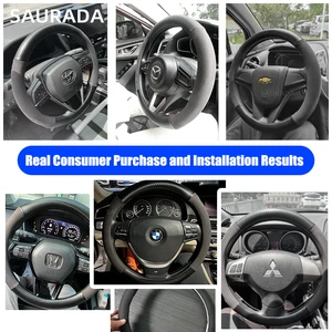 Leather steering wheel coverage, type D, suede, cow leather, formner, seat coupra, leon, mk3, mk2, 5f, ibiza, 6J, 6l, ateca, fr, 38cm 10 Main Sales Steering Cover Seat Ibiza - №6