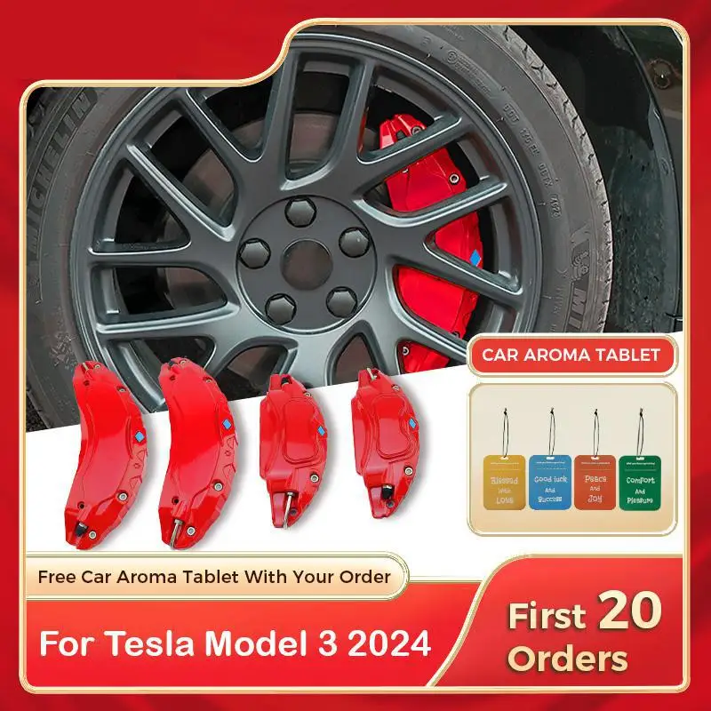 

4PCS Brake Caliper Cover For Tesla Model 3 Highland 2025Aluminum Alloy With Stickers Car Modification Accessories 12 Colors