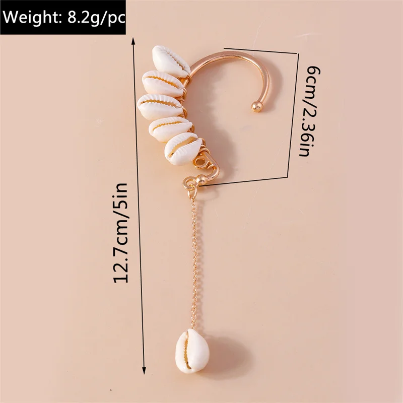 Aihua Neue Mode Gold Farbe Conch Shell Clip Ohrringe Für Frauen Einfache Gefälschte Knorpel Lange Quaste Ohr Manschette Schmuck Geschenke – Detail 8