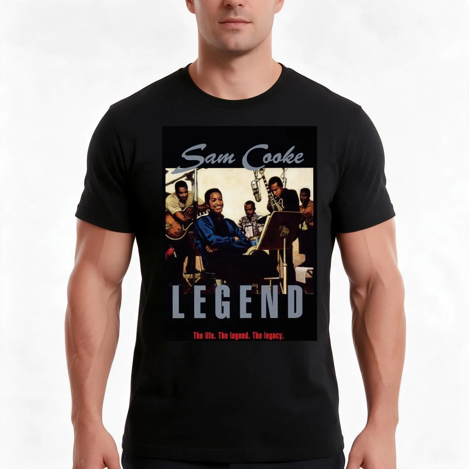 Sam Cooke T-Shirt, Summer Casual Cotton Tee, Oversized Streetwear Tops, Vintage Graphic Print, Loose Fit Short Sleeve