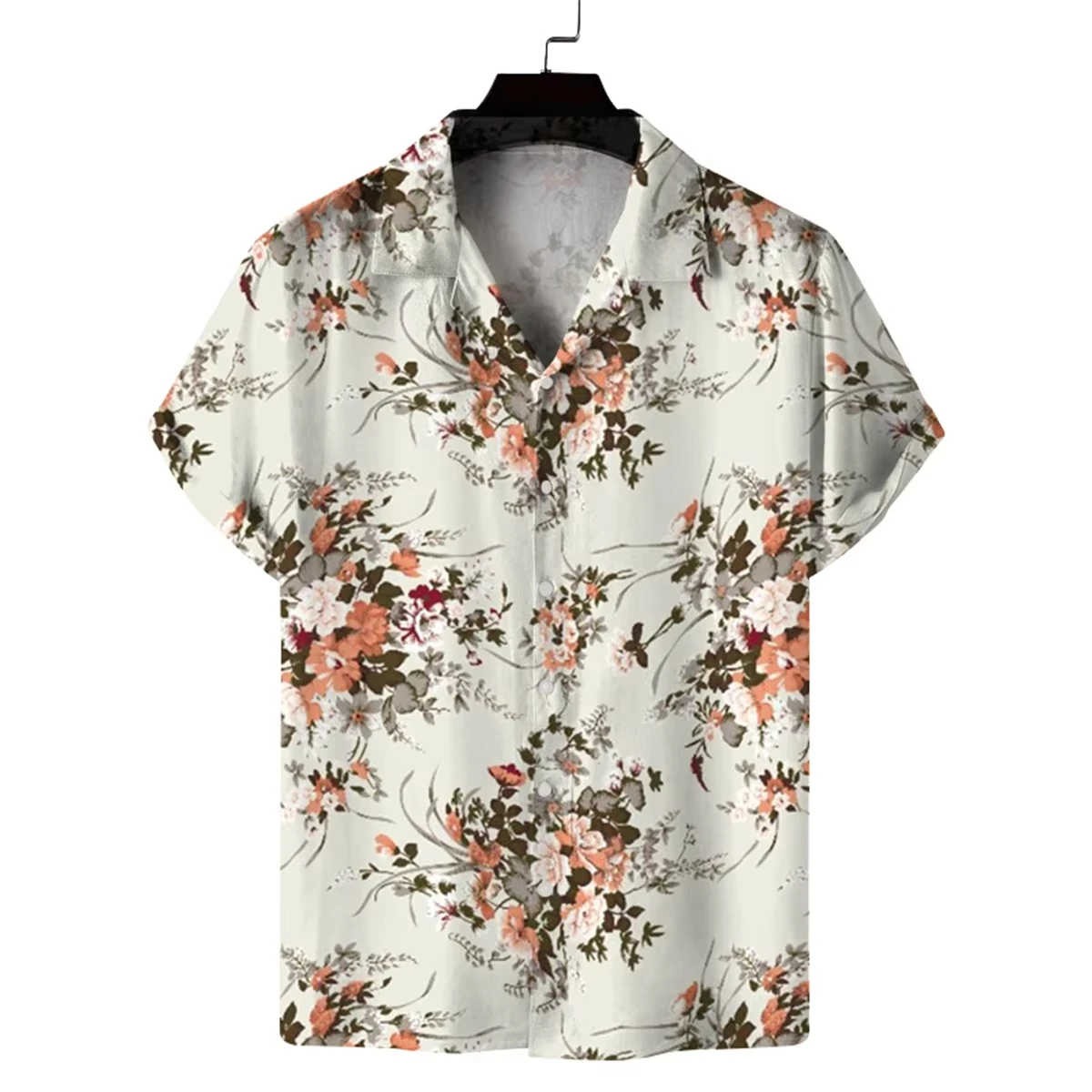 

Men's Summer Floral Beige Vintage Hawaiian Short Sleeve Shirt Button Shirt Hawaiian Shirt Fashion Street Vacation Casual Shirt