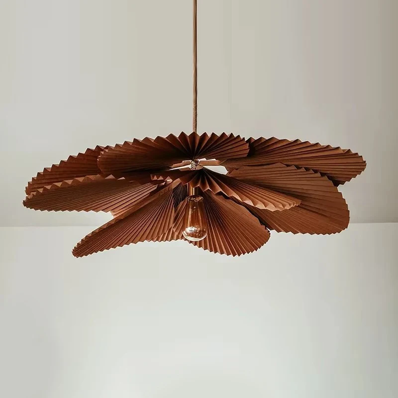 Modern Wabi-sabi Paper Handmade Petal Ceiling Lamp Living Room Dinning Bedroom Pendant Light Retro Home Decor Lighting Lustre