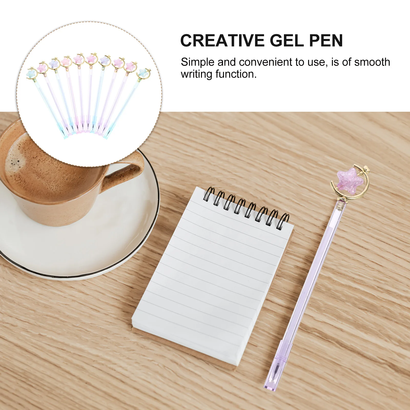 

10Pcs Creative Star Design Gel Pen Smooth Writing Handwriting Note Pen Office Stationery Fruit Learning Stationery