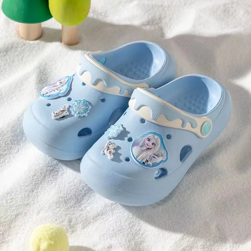 Children Garden Shoes Baby Boy Girl Sandal Cartoon Frozen Elsa Olaf Summer Slipper Kid Indoor Non-slip Soft Beach Sandal 140-210