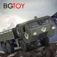 BGTOY 2.4G RC Car 6WD Remote Control Military Truck With LED Light Electric Off-road Vehicle For Kids Toys Gift