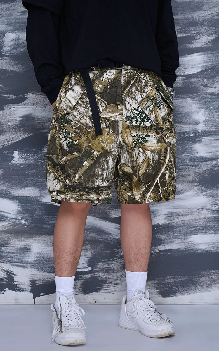 Y2k Retro Hip-hop Camouflage Work Pants American Geometric Patterns Men and Women Loose Wide-leg Straight Harajuku Casual Shorts