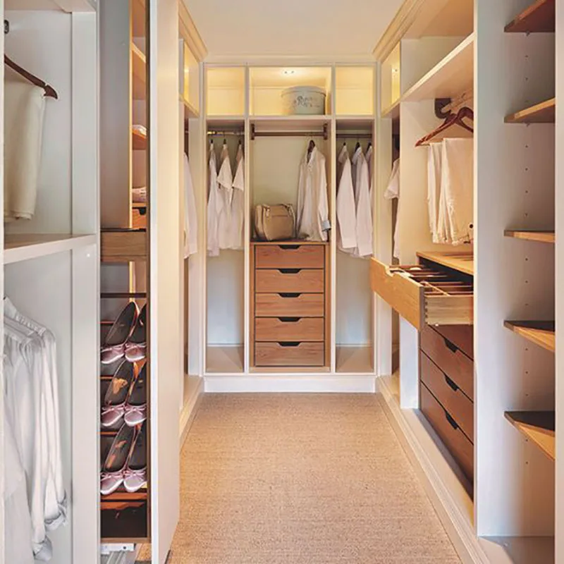 French Luxury Custom Wooden Bedroom Furniture Modular Wardrobe With Mirror