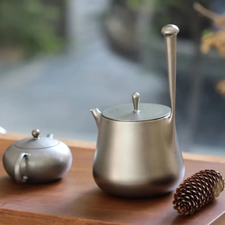 غلاية Dubhe من التيتانيوم، غلاية يدوية بالتنقيط، وعاء قهوة طويل وضيق مع مقبض مضاد للحرق، 1000 مل