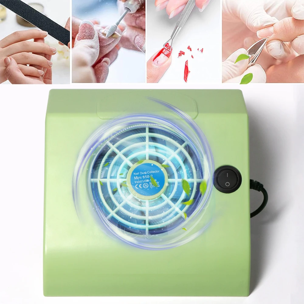 Mini coletor de pó de unhas usb portátil extrator de pó de unhas ventilador aspirador de pó com 2 sacos de filtro de poeira arte do prego manicure