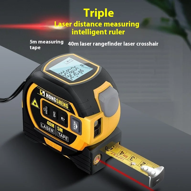 

3-In-1 high-precision laser rangefinder with 5-meter tape measure, intelligent electronic ruler for interior decoration