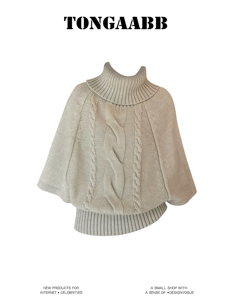 

Женский абрикосовый готический винтажный пуловер, вязаный свитер Y2k, эстетический Harajuku, элегантная водолазка, свитера с длинными рукавами, 2000-е годы