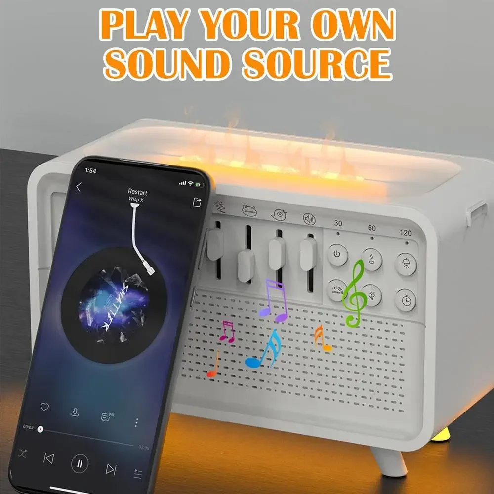 Bluetooth White Noise Machine with Aroma Diffuser Humidifier Night Light 8 Natural Sounds 3-Level Dimming for Sleep Therapy