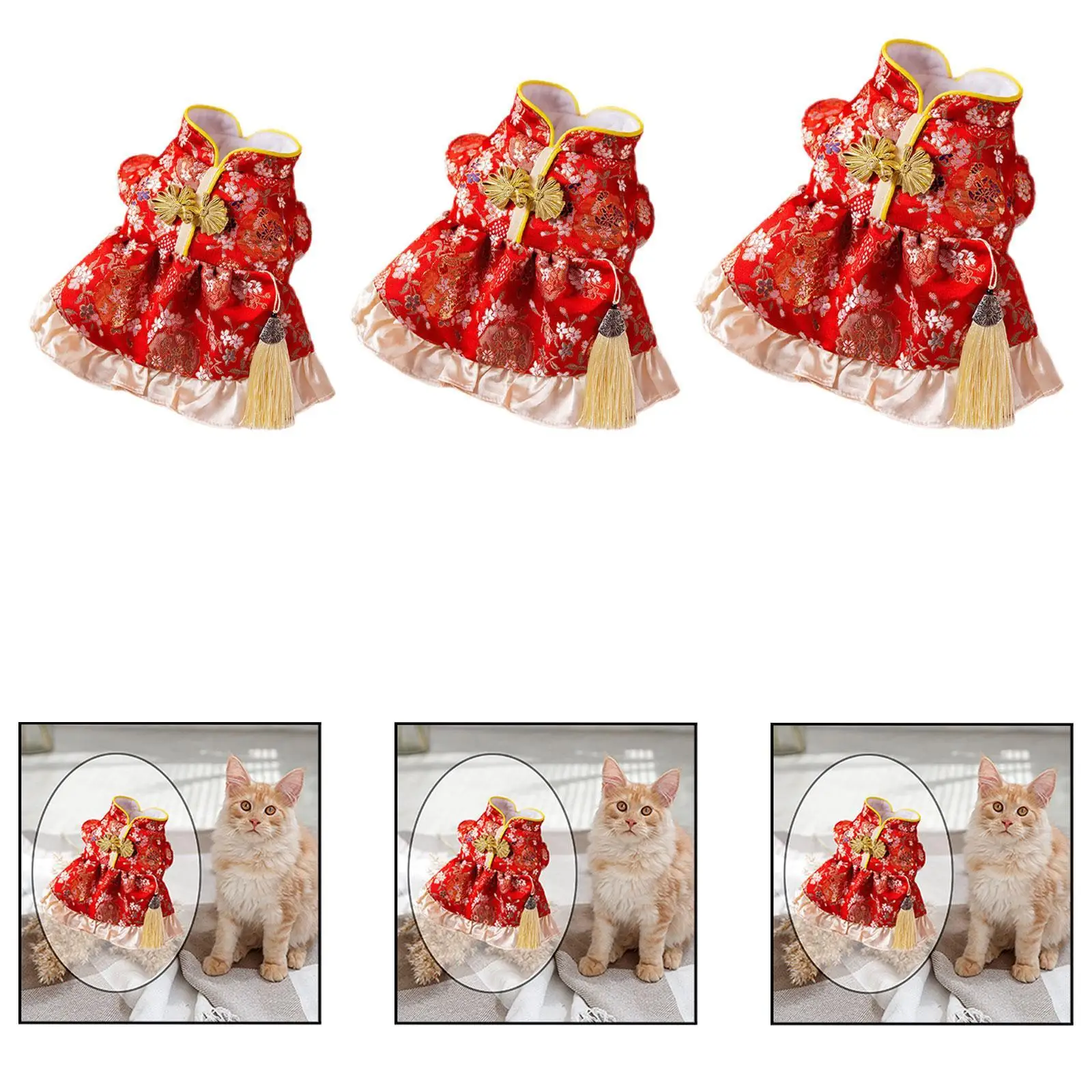 Pet Cold Jacket Coat Pet Winter Coat Cat Tang Costume Chinese New Year Party