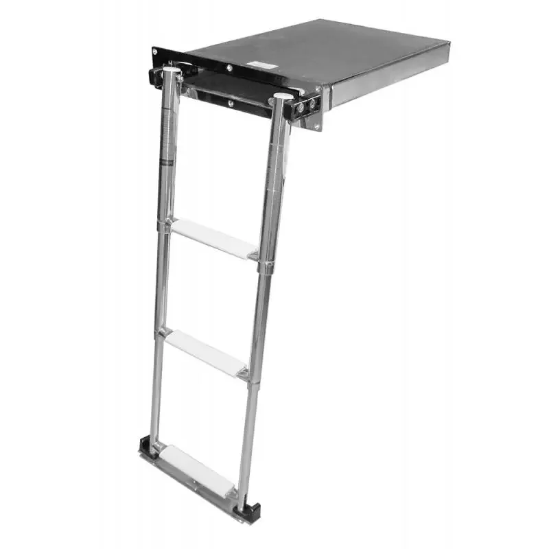 AISI316 Stainless Steel Telescopic Ladder Under Transom Platform 3 Steps Ladder