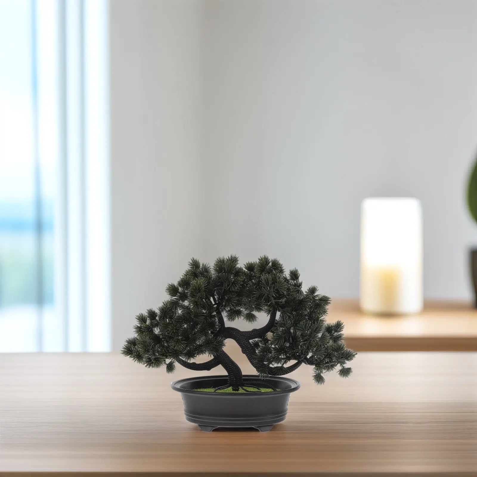Mini Artificial Bonsai Tree Fake Pine Lifelike Potted Plant Easy Care No Watering No Pruning Home Office Decor Zen Tabletop