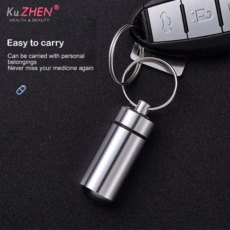 1PC Medicine Box Health Care Waterproof Aluminum Pill Box Case Bottle Cache Drug Holder For Traveling Camping Container Keychain