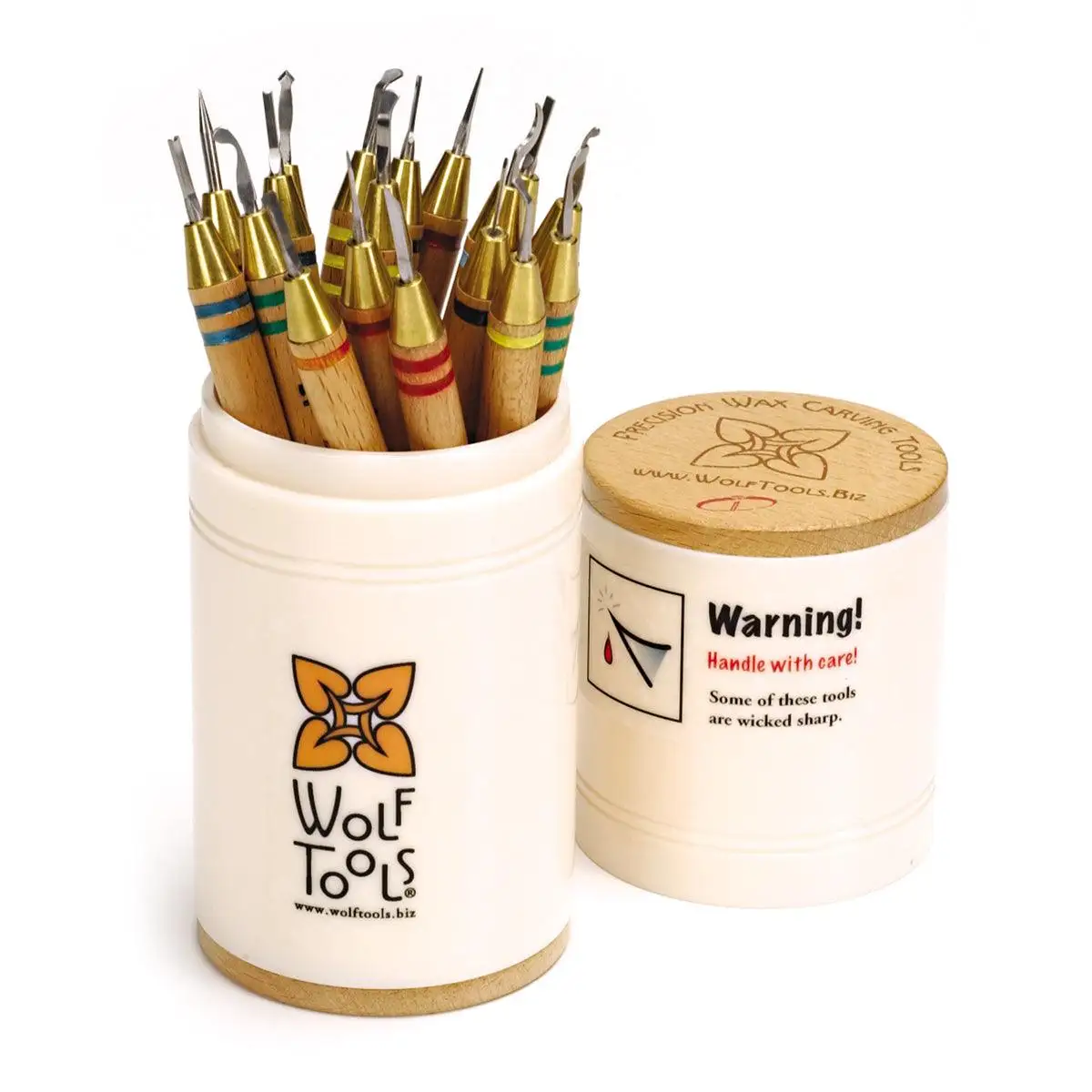 

Professional Jewelers Wolf’s Precision Wax Carvers 18-Piece Wax Carving Tools Set Micro Detailing Tools with Wood Handle
