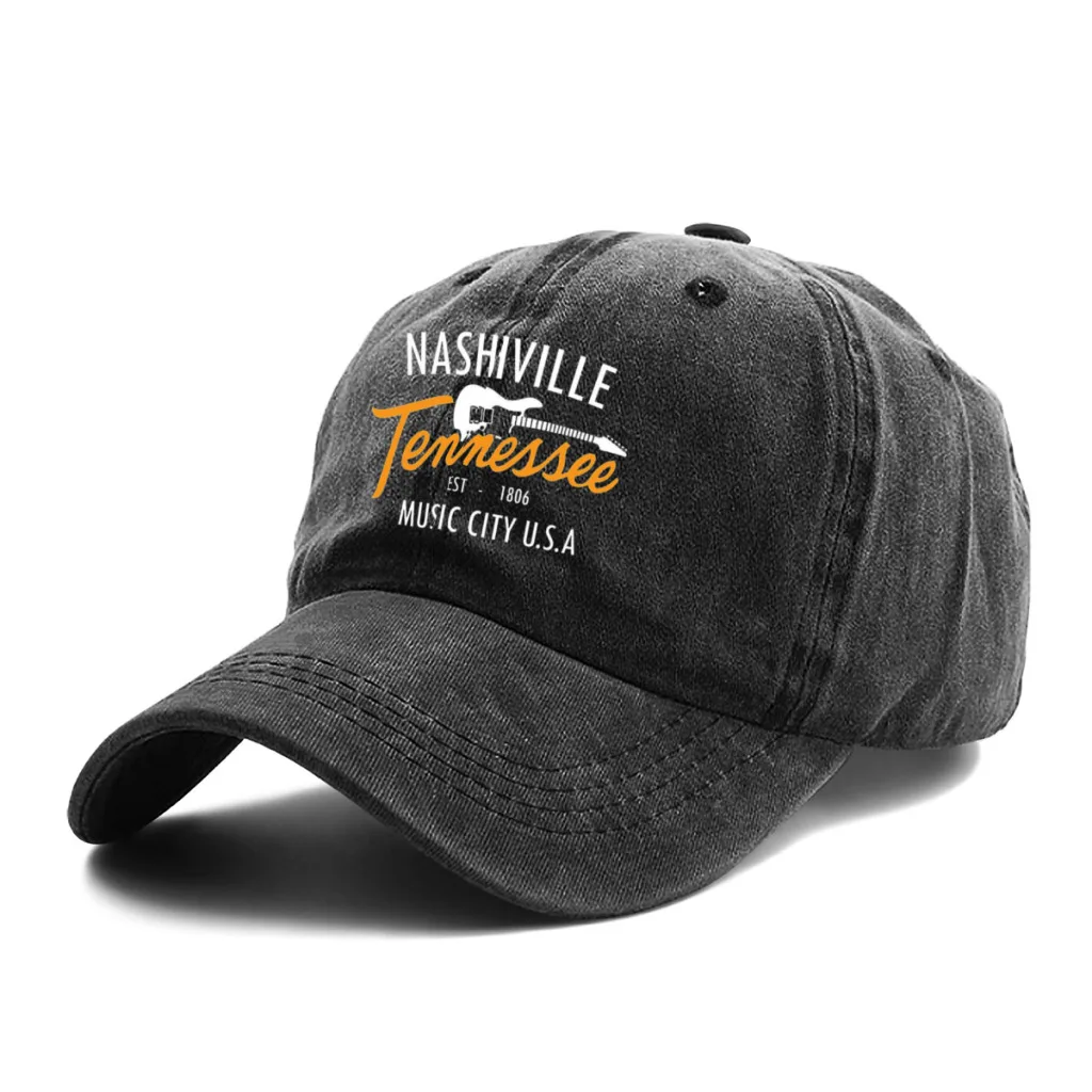 Nashville TN  Guitar Tee  Country Music  Music City USA Baseball Cap Unisex Cotton Adult Adjustable Hat for Men Women Hip Hop