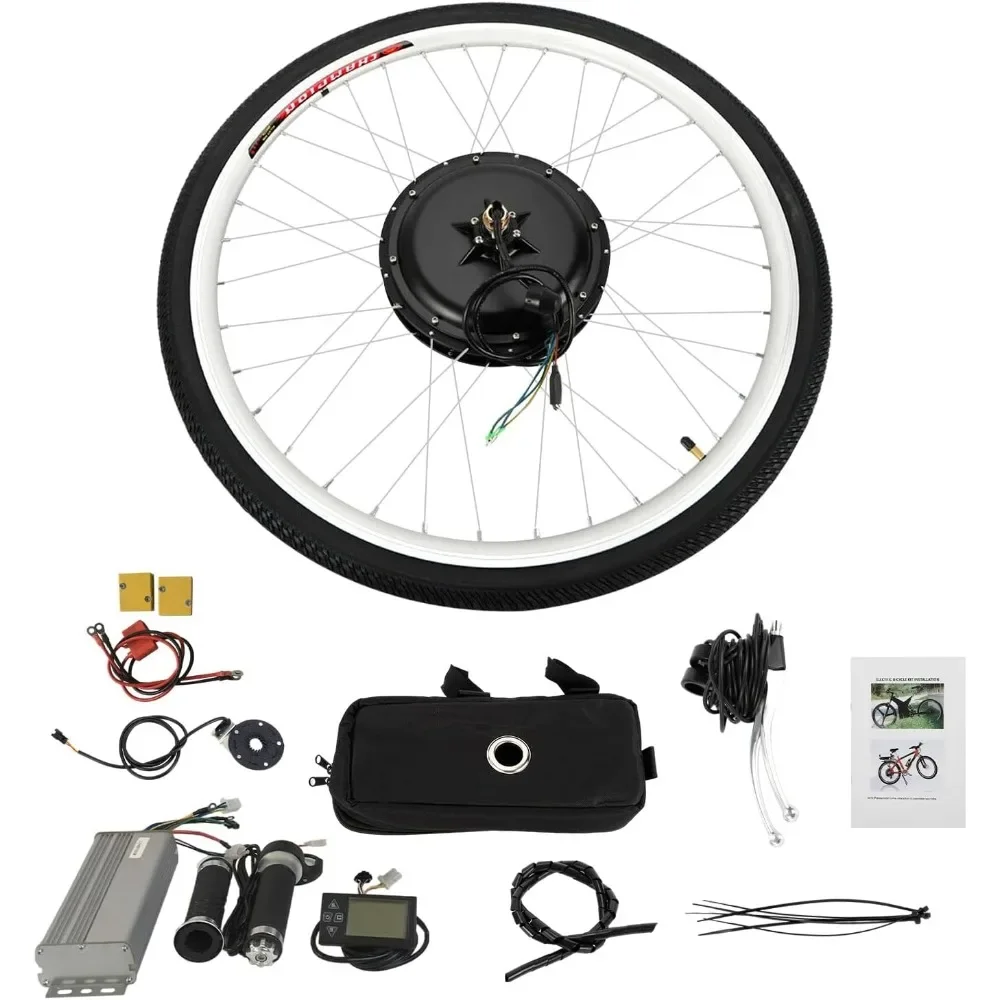 28 Inch Rear Wheel 48V 1000W Motor E-bike Conversion Kit 7 Speed Flywheel Gears with LCD Screen for DIY Bike Conversions